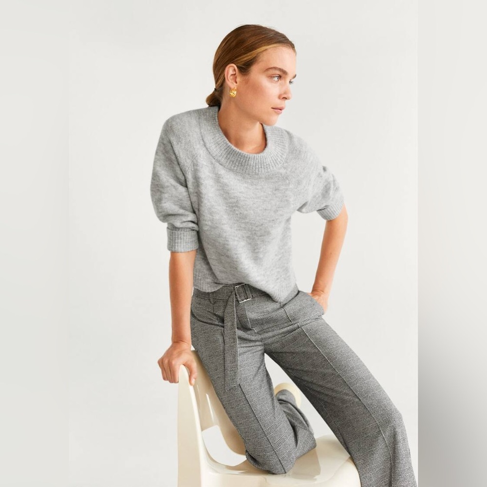 Mango Outlet Grey Ribbed-Knit Sweater